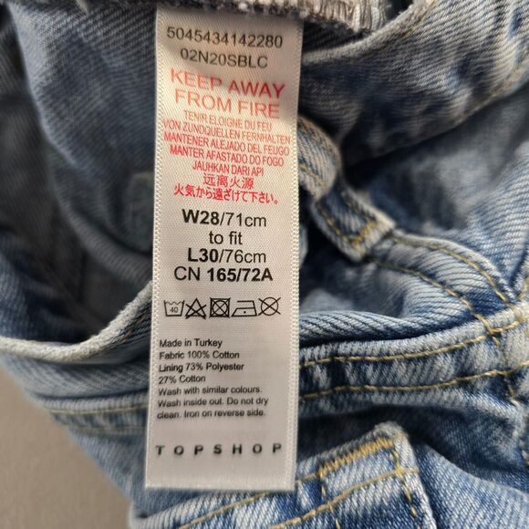 Topshop Blue Jeans Women's 28 Straight Leg Relaxed Distressed Button Fly - Picture 4 of 16